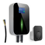 Estock1 Wallbox PowerBox 3.5-7 - 11-22 - kW Stazione di Ricarica EV AC Ricarica da Parete con Power Prize Tipo 1 e 2 Schermo LCD, IP66 Compatibile con Model 3/S/X/Y, ID.3, i3, Zoe Kona Leaf Jeep Fiat